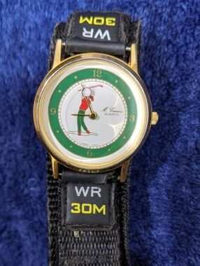M. Cessini Quartz Golf Themed Watch in Green & Gold